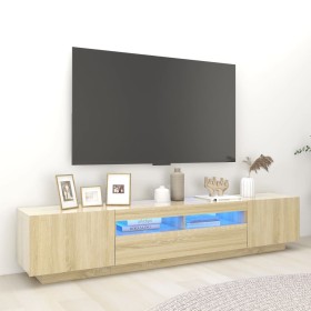 Armario TV con luces LED color roble Sonoma 200x35x40 cm de vidaXL, Muebles TV - Ref: Foro24-3081909, Precio: 120,20 €, Descu...