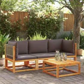 Conjunto de sofá de jardín de 3 piezas con cojines de madera de acacia y ratán en Conjuntos de jardín | Comprar online en Foru.e