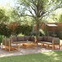 Conjunto de sofá de jardín de 9 piezas con cojines de madera de acacia y ratán en Conjuntos de jardín | Comprar online en Foru.e