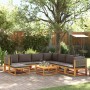 Conjunto de sofá de jardín de 9 piezas con cojines de madera de acacia y ratán en Conjuntos de jardín | Comprar online en Foru.e