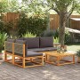 Conjunto de sofá de jardín de 5 piezas con cojines de madera de acacia y ratán en Conjuntos de jardín | Comprar online en Foru.e
