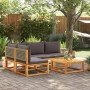 Conjunto de sofá de jardín de 5 piezas con cojines de madera de acacia y ratán en Conjuntos de jardín | Comprar online en Foru.e