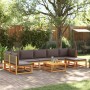 Conjunto de sofá de jardín de 8 piezas con cojines de madera de acacia y ratán en Conjuntos de jardín | Comprar online en Foru.e