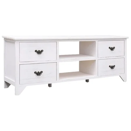 Mueble para TV antiguo madera de paulownia blanco 108x30x40 cm de vidaXL, Muebles TV - Ref: Foro24-338522, Precio: 102,04 €, ...