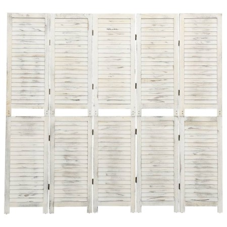 Biombo de 5 paneles madera maciza blanco envejecido 178,5x166cm de vidaXL, Divisores de ambientes - Ref: Foro24-338572, Preci...