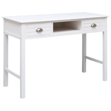 Escritorio de madera maciza de Paulownia blanco 108x45x76 cm de vidaXL, Escritorios - Ref: Foro24-338535, Precio: 115,78 €, D...