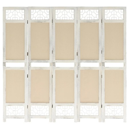 Biombo divisor de 5 paneles de tela color crema 175x165 cm de vidaXL, Divisores de ambientes - Ref: Foro24-338560, Precio: 86...