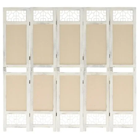 Biombo divisor de 5 paneles de tela color crema 175x165 cm de vidaXL, Divisores de ambientes - Ref: Foro24-338560, Precio: 85...