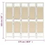 Biombo divisor de 5 paneles de tela color crema 175x165 cm de vidaXL, Divisores de ambientes - Ref: Foro24-338560, Precio: 85...