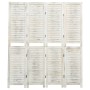 Biombo de 4 paneles madera blanco envejecido 140x165 cm de vidaXL, Divisores de ambientes - Ref: Foro24-338571, Precio: 121,7...