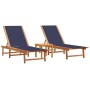 Tumbonas 2 uds con mesa madera maciza acacia y textileno azul en Tumbonas | Comprar online en Foru.es