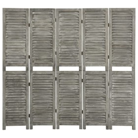 Biombo de 5 paneles de madera maciza gris 179x166 cm de vidaXL, Divisores de ambientes - Ref: Foro24-338576, Precio: 102,22 €...