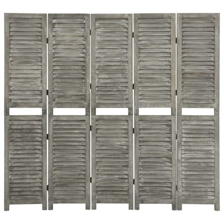 Biombo de 5 paneles de madera maciza gris 179x166 cm de vidaXL, Divisores de ambientes - Ref: Foro24-338576, Precio: 102,22 €...