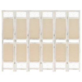 Biombo divisor de 6 paneles de tela color crema 210x165 cm de vidaXL, Divisores de ambientes - Ref: Foro24-338561, Precio: 10...