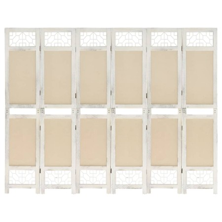 Biombo divisor de 6 paneles de tela color crema 210x165 cm de vidaXL, Divisores de ambientes - Ref: Foro24-338561, Precio: 10...