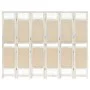 Biombo divisor de 6 paneles de tela color crema 210x165 cm de vidaXL, Divisores de ambientes - Ref: Foro24-338561, Precio: 10...