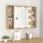 Mueble con espejo y luces LED roble Sonoma 76x15x55 cm de vidaXL, Tocadores de baño - Ref: Foro24-808858, Precio: 68,20 €, De...
