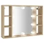 Mueble con espejo y luces LED roble Sonoma 76x15x55 cm de vidaXL, Tocadores de baño - Ref: Foro24-808858, Precio: 68,20 €, De...