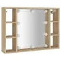 Mueble con espejo y luces LED roble Sonoma 76x15x55 cm de vidaXL, Tocadores de baño - Ref: Foro24-808858, Precio: 68,20 €, De...