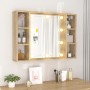 Mueble con espejo y luces LED roble Sonoma 76x15x55 cm de vidaXL, Tocadores de baño - Ref: Foro24-808858, Precio: 70,28 €, De...