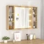 Mueble con espejo y luces LED roble Sonoma 76x15x55 cm de vidaXL, Tocadores de baño - Ref: Foro24-808858, Precio: 68,20 €, De...