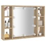 Mueble con espejo y luces LED roble Sonoma 76x15x55 cm de vidaXL, Tocadores de baño - Ref: Foro24-808858, Precio: 70,28 €, De...
