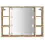 Mueble con espejo y luces LED roble Sonoma 76x15x55 cm de vidaXL, Tocadores de baño - Ref: Foro24-808858, Precio: 70,28 €, De...