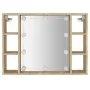Mueble con espejo y luces LED roble Sonoma 76x15x55 cm de vidaXL, Tocadores de baño - Ref: Foro24-808858, Precio: 68,20 €, De...