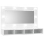 Mueble con espejo y luces LED blanco brillante 90x31,5x62 cm de vidaXL, Tocadores de baño - Ref: Foro24-808897, Precio: 70,49...