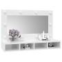Mueble con espejo y luces LED blanco brillante 90x31,5x62 cm de vidaXL, Tocadores de baño - Ref: Foro24-808897, Precio: 70,49...