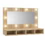 Mueble con espejo y luces LED color roble Sonoma 90x31,5x62 cm de vidaXL, Tocadores de baño - Ref: Foro24-808894, Precio: 60,...