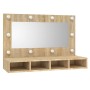 Mueble con espejo y luces LED color roble Sonoma 90x31,5x62 cm de vidaXL, Tocadores de baño - Ref: Foro24-808894, Precio: 60,...