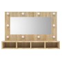 Mueble con espejo y luces LED color roble Sonoma 90x31,5x62 cm de vidaXL, Tocadores de baño - Ref: Foro24-808894, Precio: 60,...