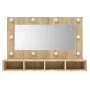 Mueble con espejo y luces LED color roble Sonoma 90x31,5x62 cm by vidaXL, bathroom vanities - Ref: Foro24-808894, Price: 60,0...