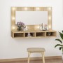 Mueble con espejo y luces LED color roble Sonoma 90x31,5x62 cm de vidaXL, Tocadores de baño - Ref: Foro24-808894, Precio: 60,...