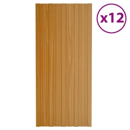 Panel de tejado acero galvanizado color madera 12 uds 100x45 cm de vidaXL, Techo - Ref: Foro24-317219, Precio: 76,08 €, Descu...