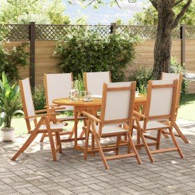 Juego comedor de jardín 7 pzas madera maciza acacia y textileno en Conjuntos de jardín | Comprar online en Foru.es