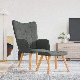 Silla de relajación con reposapiés de tela gris oscuro en Sillones | Comprar online en Foru.es