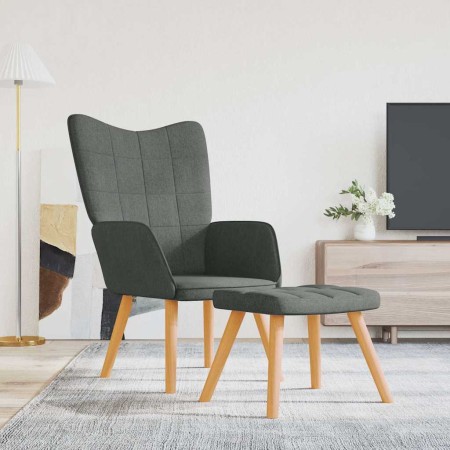 Silla de relajación con reposapiés de tela gris oscuro en Sillones | Comprar online en Foru.es