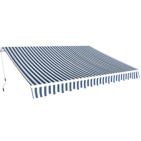 Toldo plegable de operación manual 350 cm azul y blanco en Toldos | Comprar online en Foru.es