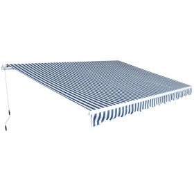 Toldo plegable de operación manual 450 cm azul y blanco en Toldos | Comprar online en Foru.es