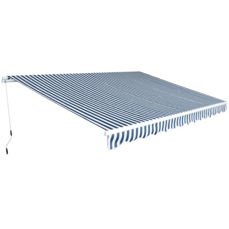 Toldo plegable de operación manual 450 cm azul y blanco en Toldos | Comprar online en Foru.es