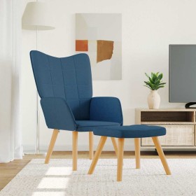 Silla de relajación con reposapiés tela azul en Sillones | Comprar online en Foru.es