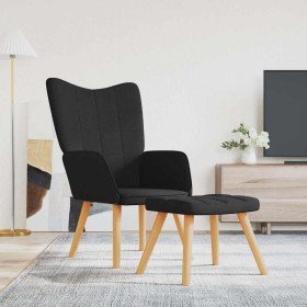 Sillón de relax con reposapiés tela negro en Sillones | Comprar online en Foru.es