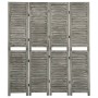 Biombo de 4 paneles de madera maciza gris 143x166 cm de vidaXL, Divisores de ambientes - Ref: Foro24-338575, Precio: 98,80 €,...