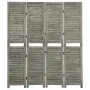 Biombo de 4 paneles de madera maciza gris 143x166 cm de vidaXL, Divisores de ambientes - Ref: Foro24-338575, Precio: 97,74 €,...