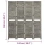 Biombo de 4 paneles de madera maciza gris 143x166 cm de vidaXL, Divisores de ambientes - Ref: Foro24-338575, Precio: 97,74 €,...