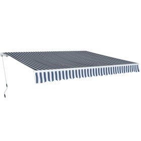 Toldo plegable de operación manual 400 cm azul y blanco en Toldos | Comprar online en Foru.es