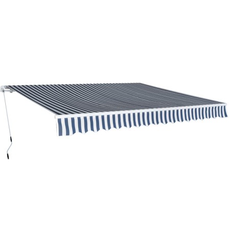Toldo plegable de operación manual 400 cm azul y blanco en Toldos | Comprar online en Foru.es
