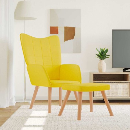 Silla de relajación con reposapiés tela amarillo mostaza en Sillones | Comprar online en Foru.es